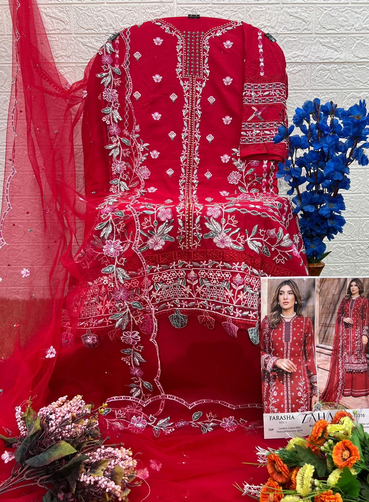 Zaha Farasha Vol 1 Pure Cambric Cotton Wholesale Pakistani Salwar Suit Catalog — Wholesale Salwar Suits, MPA wholesale from Surat - Gallery Image 5